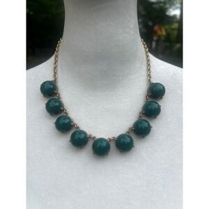 J Crew Green Bubble Statement Necklace Gold Tone Cabochon‎ Bib Necklace